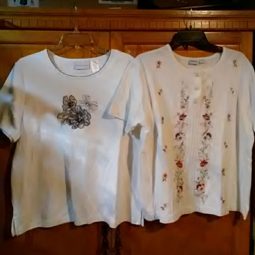Bundle Two White Flowered Tops